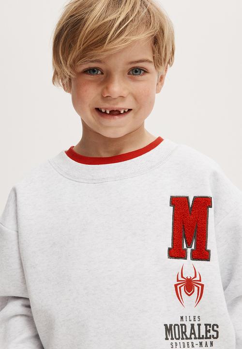 Cotton On - License felix fleece crew neck - lcn mar snow marle/spiderman skate