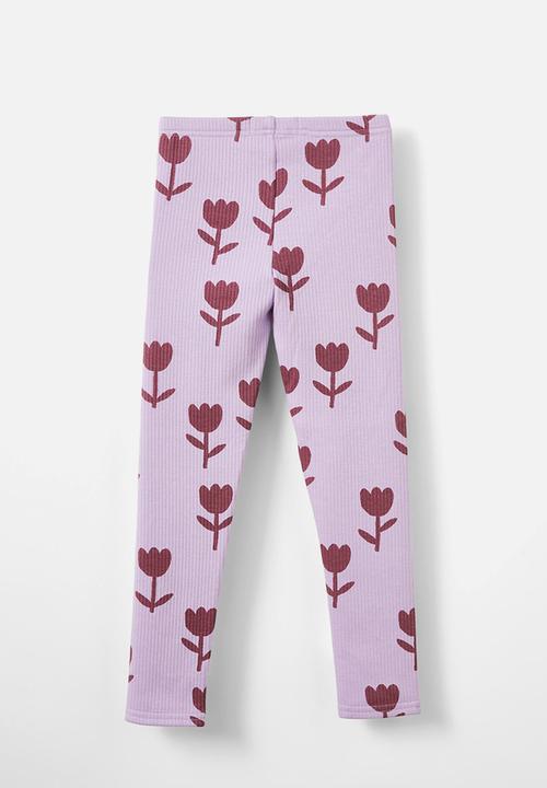 Cotton On - Maya fleece legging - lilac drop/tulips