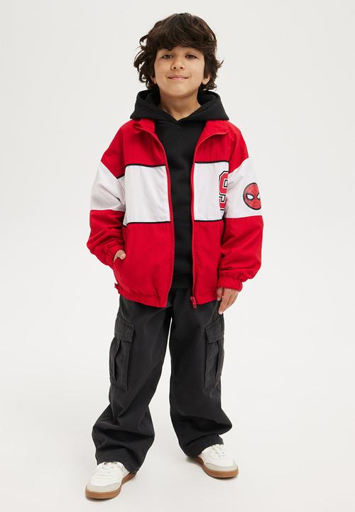 Cotton On - License oversized zip through jacket - lcn mar varsity red/spiderman spidey sense