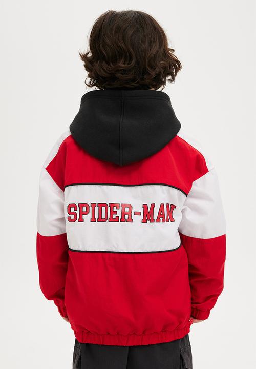 Cotton On - License oversized zip through jacket - lcn mar varsity red/spiderman spidey sense