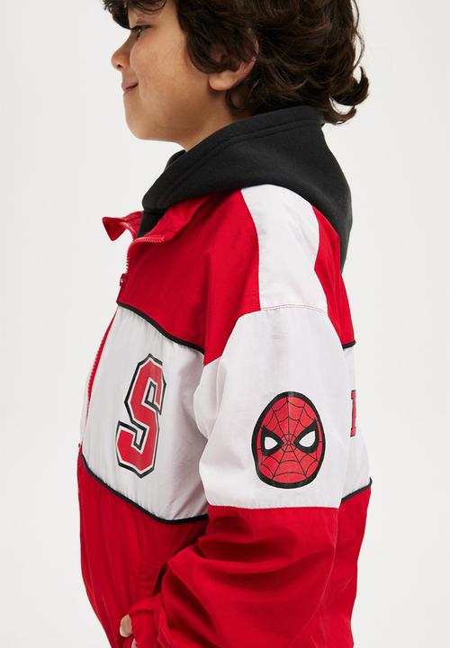 Cotton On - License oversized zip through jacket - lcn mar varsity red/spiderman spidey sense