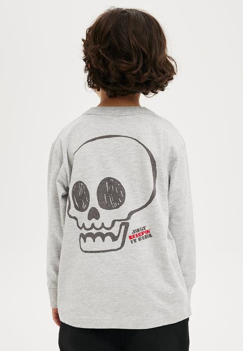 Cotton On - Long sleeve jonny tee - fog grey marle/just creepin it real