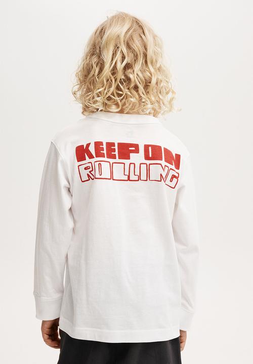 Cotton On - Long sleeve jonny tee - white/keep on rolling