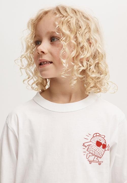 Cotton On - Long sleeve jonny tee - white/keep on rolling