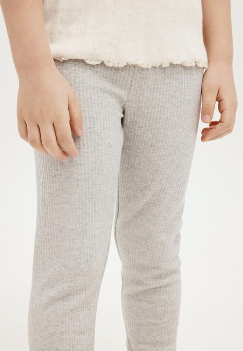 Cotton On - Maya fleece legging - light grey marle rib