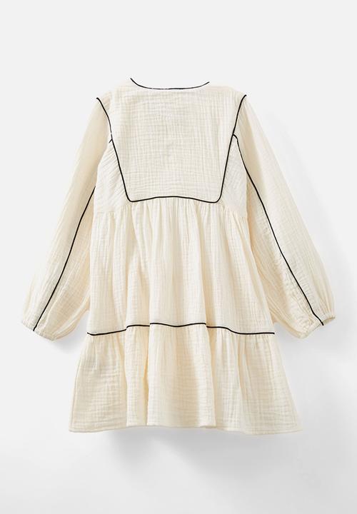 Cotton On - Corra long sleeve dress - dark vanilla & black