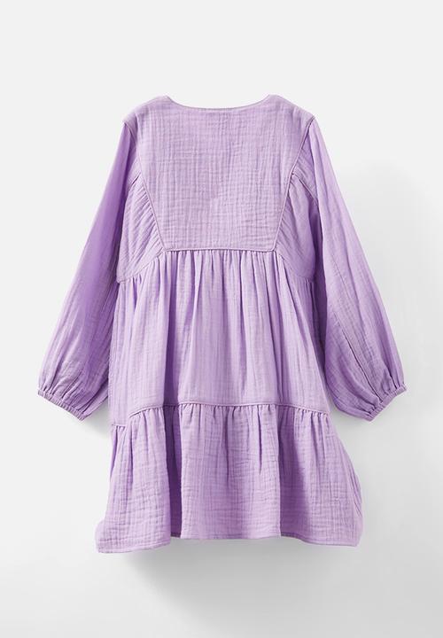 Cotton On - Corra long sleeve dress - lilac drop/embroidery