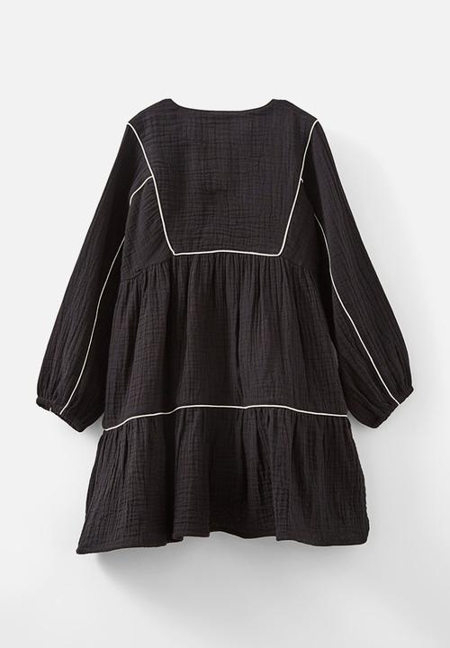 Cotton On - Corra long sleeve dress - black/embroidery
