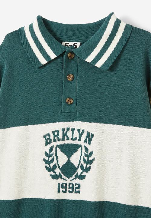 Cotton On - Blair rugby pullover knit - pine tree green/brklyn 1992