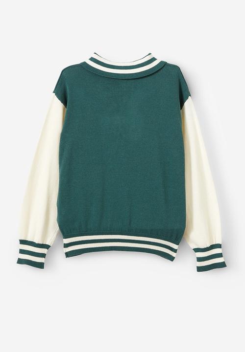 Cotton On - Blair rugby pullover knit - pine tree green/brklyn 1992