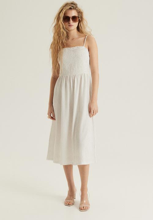 slim fit dress slacks White Smocked Ruffle Sleeve Dress main image 1
