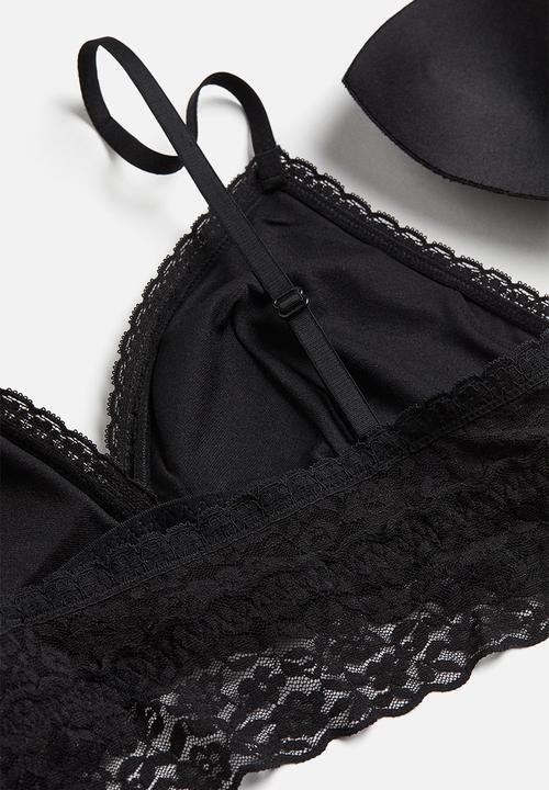 H&M - 2-Pack padded lace bras - black