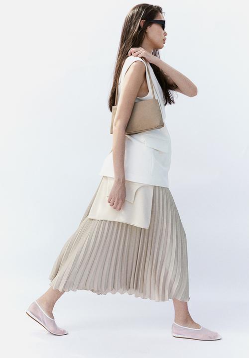 H&M - Pleated skirt - light beige