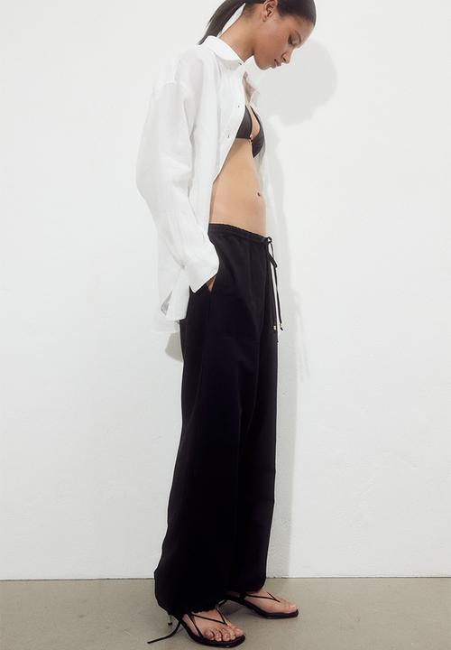 H&M - Linen-blend pull-on trousers - black