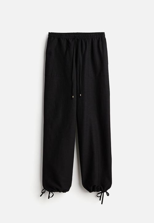 H&M - Linen-blend pull-on trousers - black