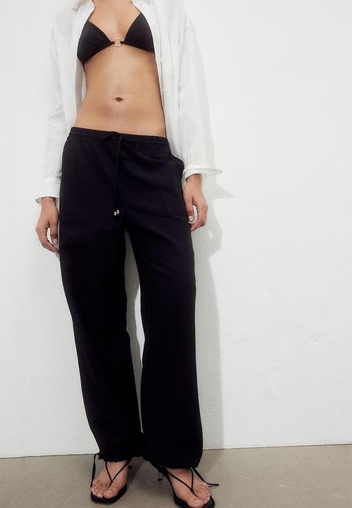 H&M - Linen-blend pull-on trousers - black