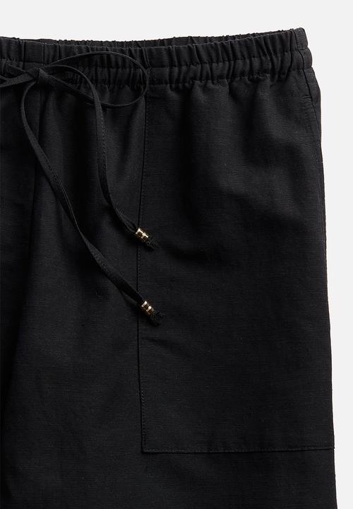 H&M - Linen-blend pull-on trousers - black
