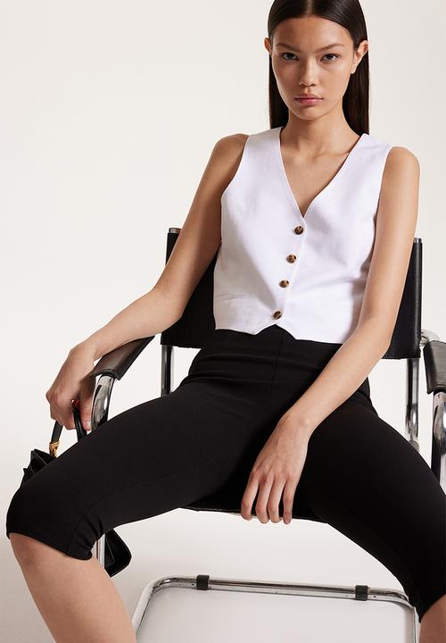 H&M - Linen-blend pull-on trousers - black