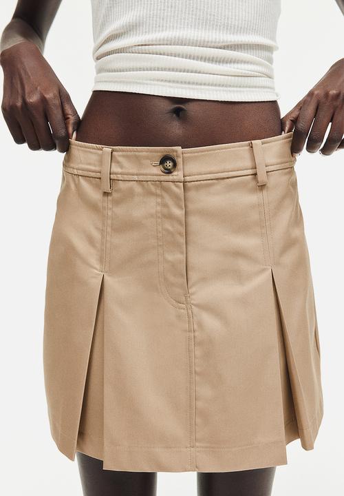 H&M - Pleated twill skirt - Beige
