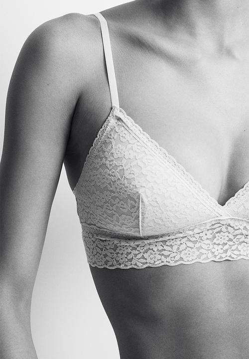H&M - 2-Pack padded lace bras - Light beige White