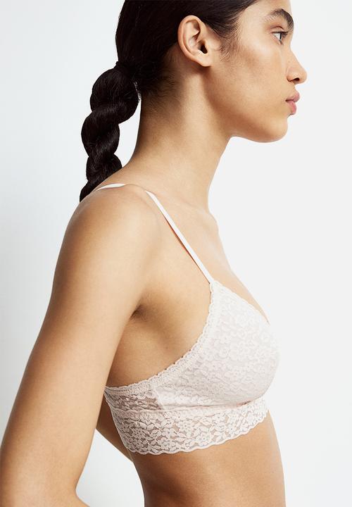 H&M - 2-Pack padded lace bras - Light beige White