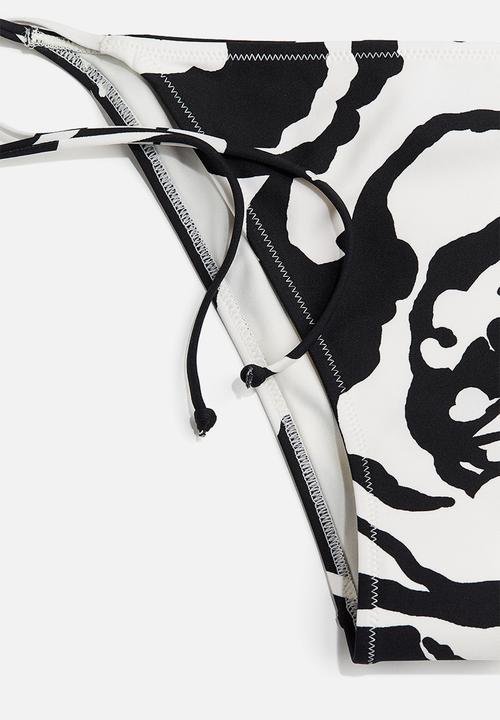 H&M - Tie tanga bikini bottoms - black/white patterned