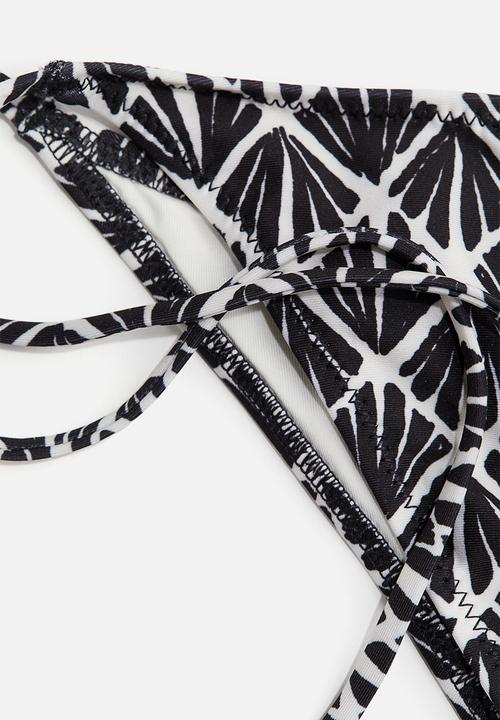 H&M - Tie tanga bikini bottoms - black/patterned 