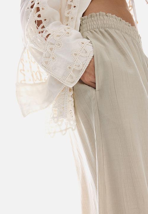 H&M - Wide crinkled trousers - Beige