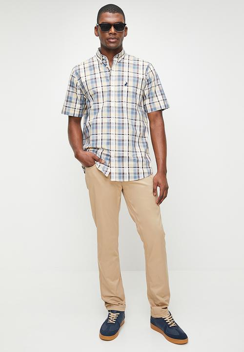 POLO - Terrance Short Sleeve Bold Check Shirt - Stone