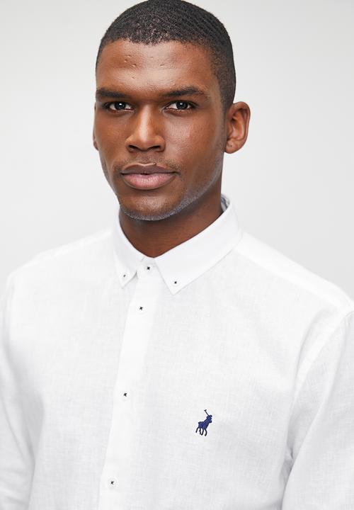 POLO - Lex Ls Plain Linen Shirt - White