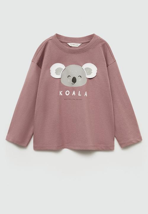 MANGO - T-shirt koala - dark red