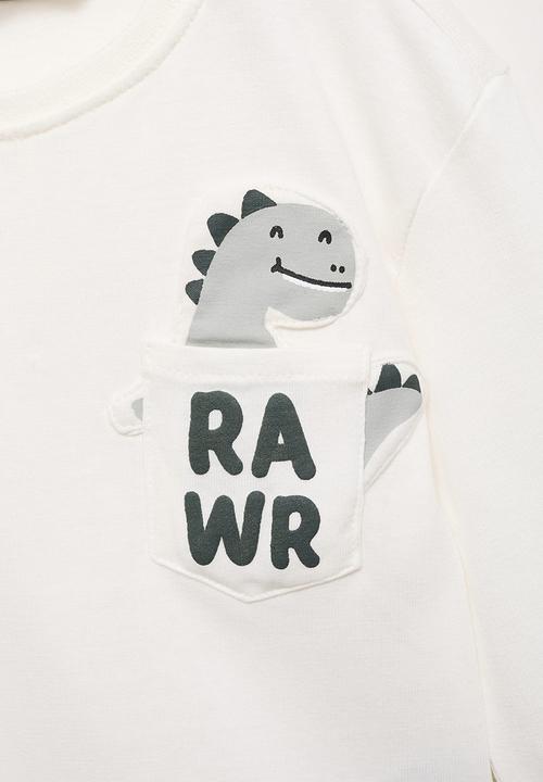 MANGO - T-shirt rawr - natural