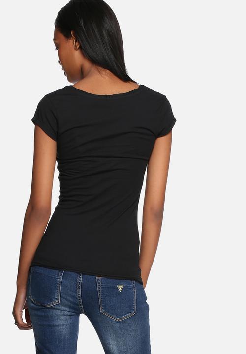 GUESS - Rhinestones pearl V-neck tee