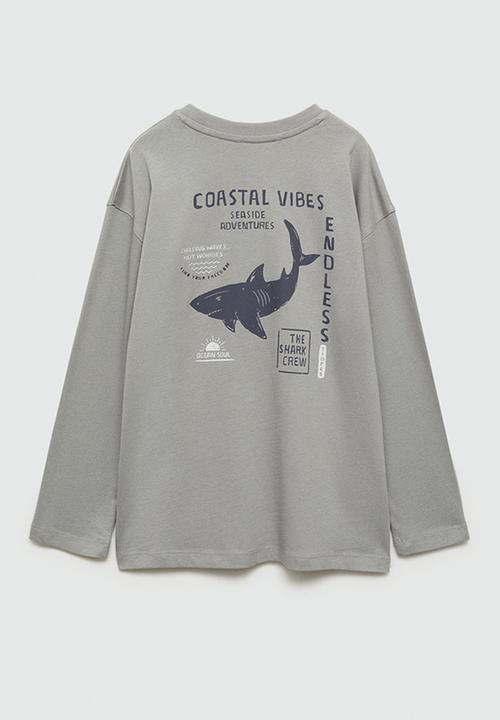 MANGO - T-shirt tiburon - gray