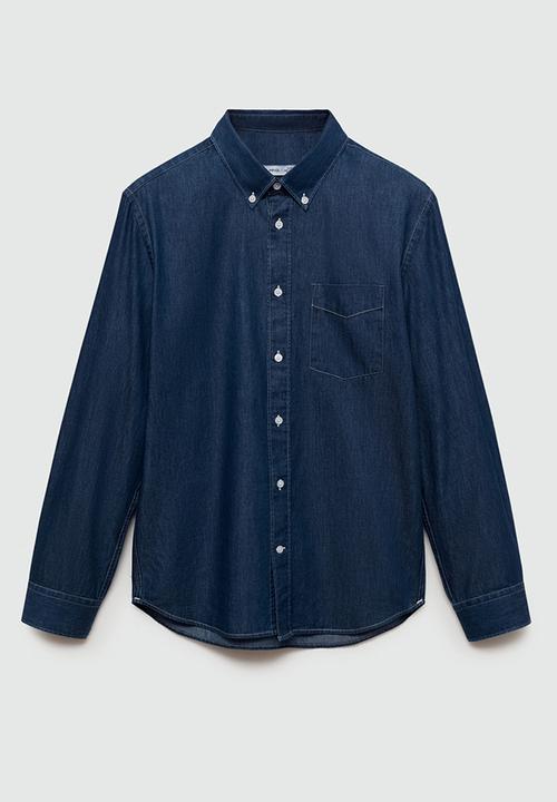 MANGO - Shirt chambrec - open blue