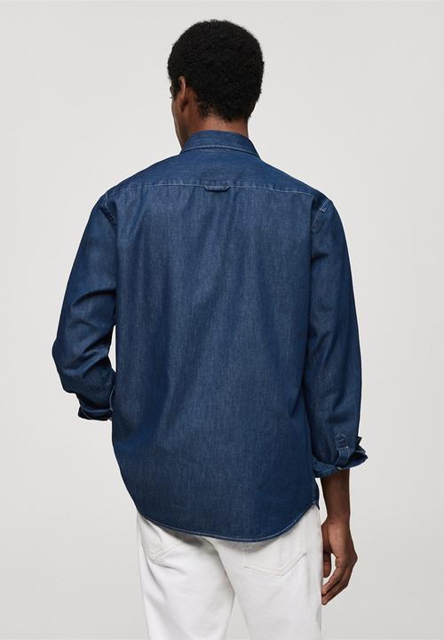 MANGO - Shirt chambrec - open blue