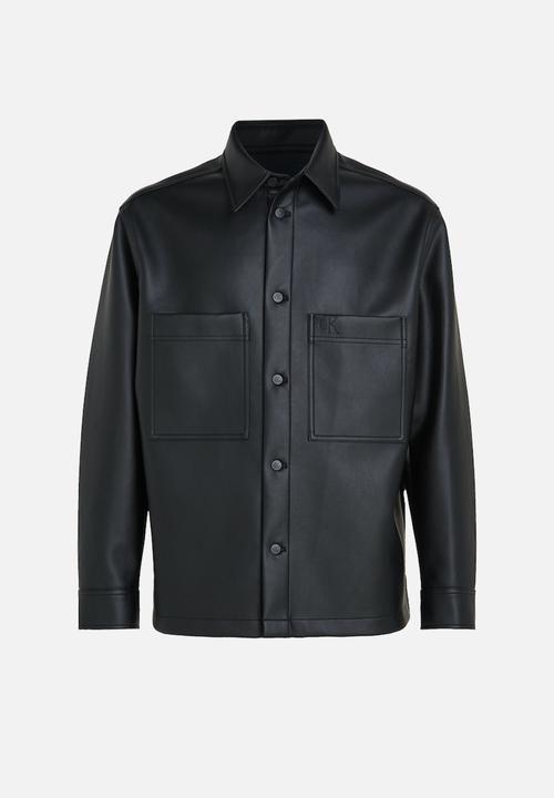 Calvin Klein - Faux leather shacket ck black