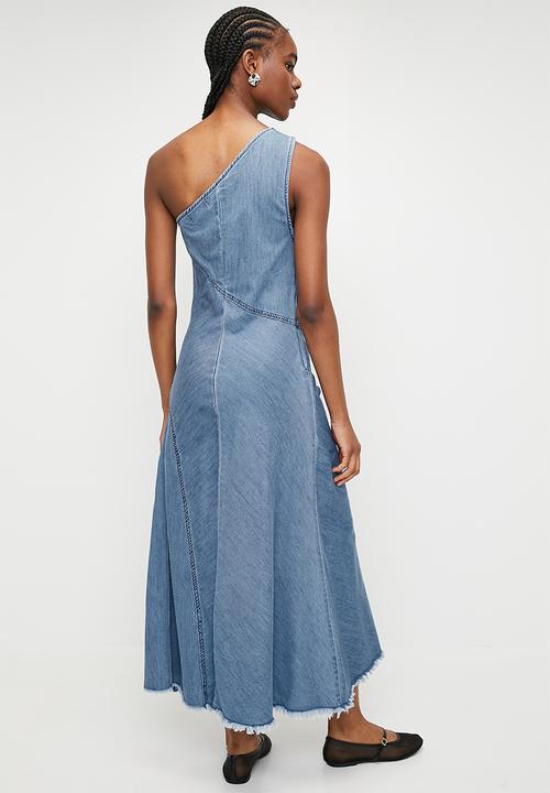 Superbalist - Denim asym midi dress - dark blue