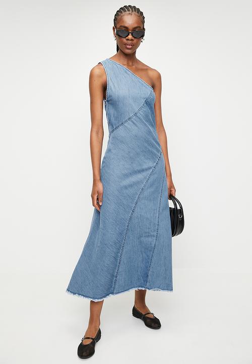 Superbalist - Denim asym midi dress - dark blue