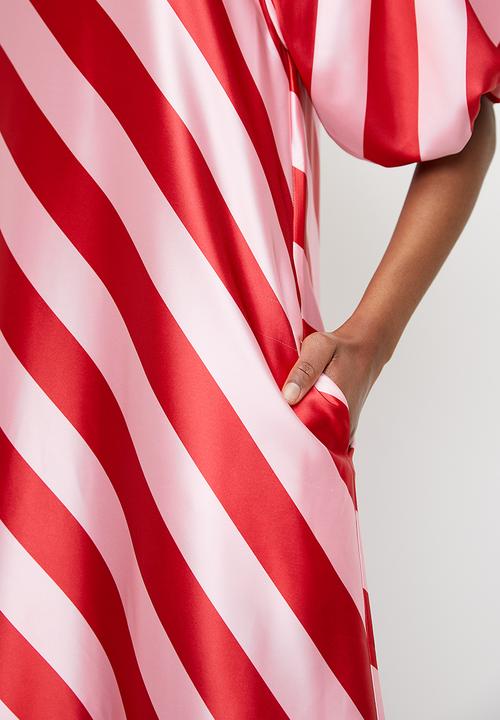 Me&B - Bernadette Stripe Dress - Redpink