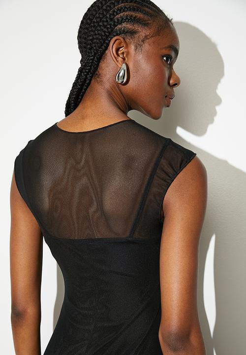 VELVET - Column mesh dress - black