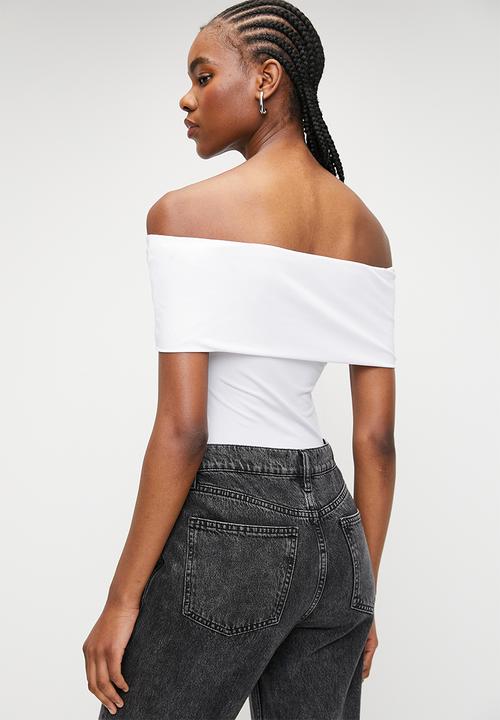 Superbalist - Roll over bardot top - white