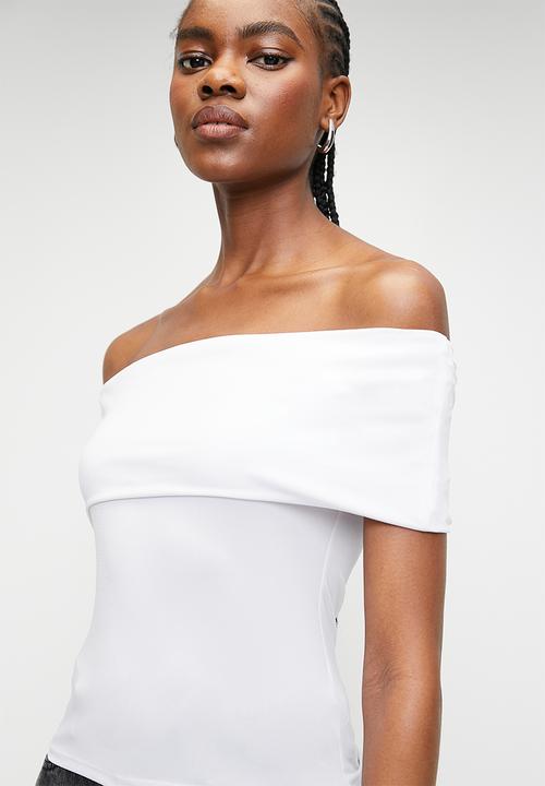 Superbalist - Roll over bardot top - white