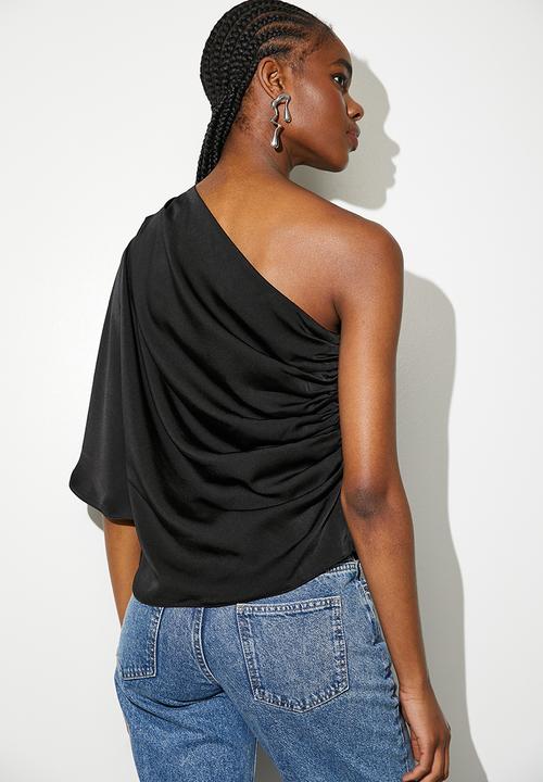 VELVET - Asym satin shell - black