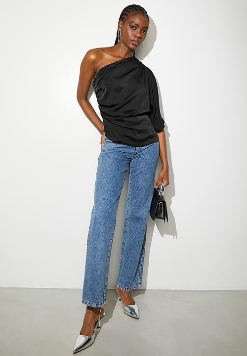 VELVET - Asym satin shell - black