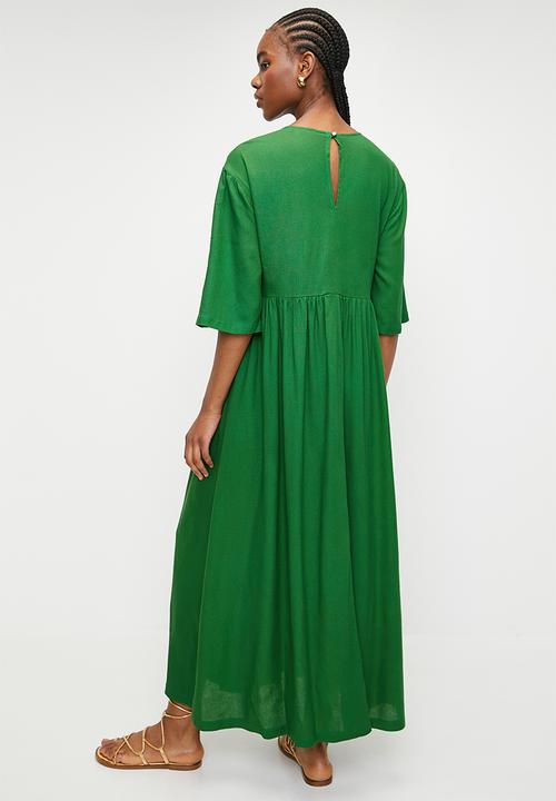Superbalist - Linen Blend Babydoll Midi Dress - Green