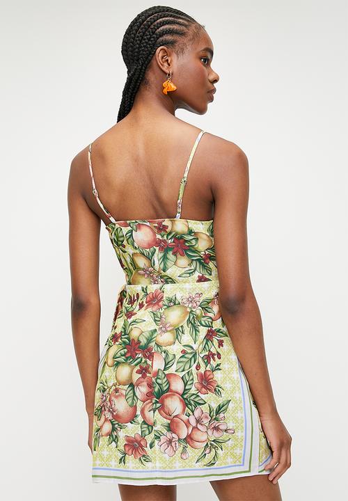Superbalist - Printed Mini Wrap Dress - Fruit Basket DBL Border