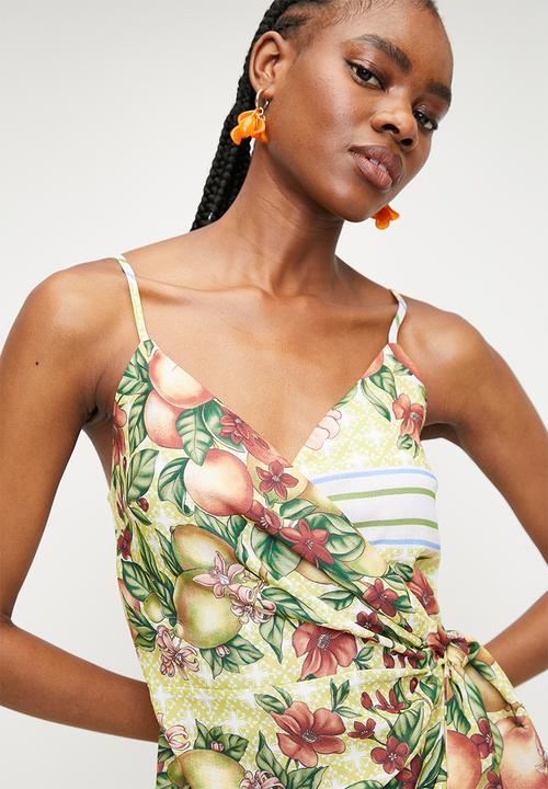 Superbalist - Printed Mini Wrap Dress - Fruit Basket DBL Border