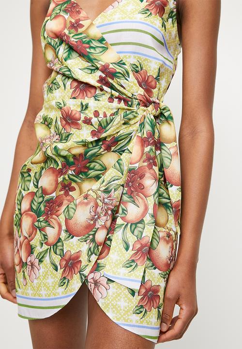 Superbalist - Printed Mini Wrap Dress - Fruit Basket DBL Border