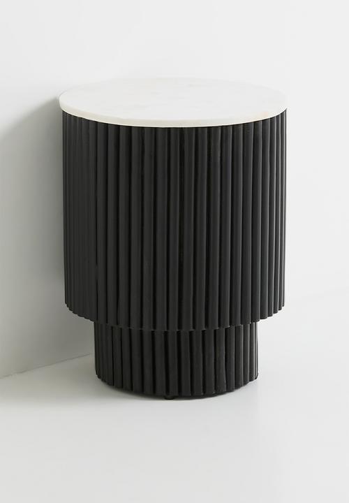 Sixth Floor - Shreya mango wood & marble side table-black